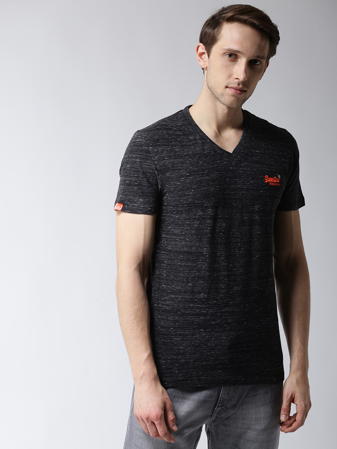 Buy Superdry Men Black Solid V Neck T Shirt Tshirts for Men 9375403