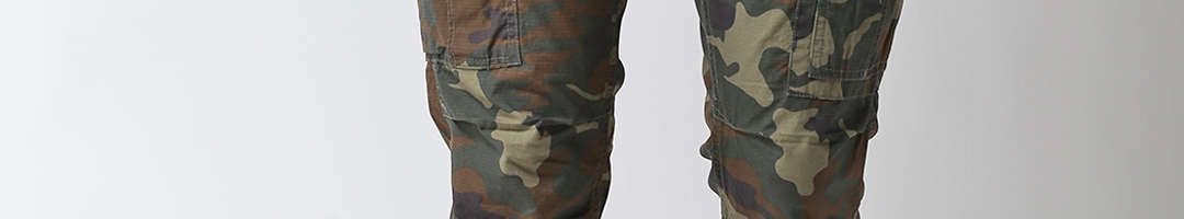 Buy Superdry Men Olive Green Straight Fit Camouflage Print Cargos ...