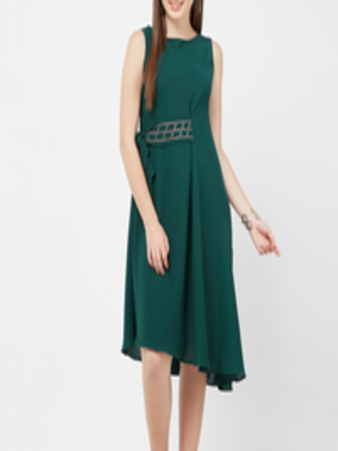 Buy Soie Women Green Solid A Line Dress - Dresses for Women 9377067