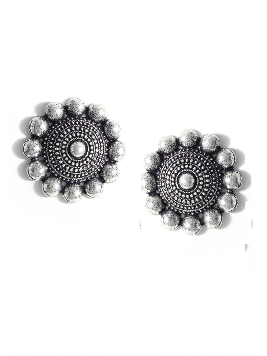 Silver Oxidised Ear Studs Plain-1 main image 0