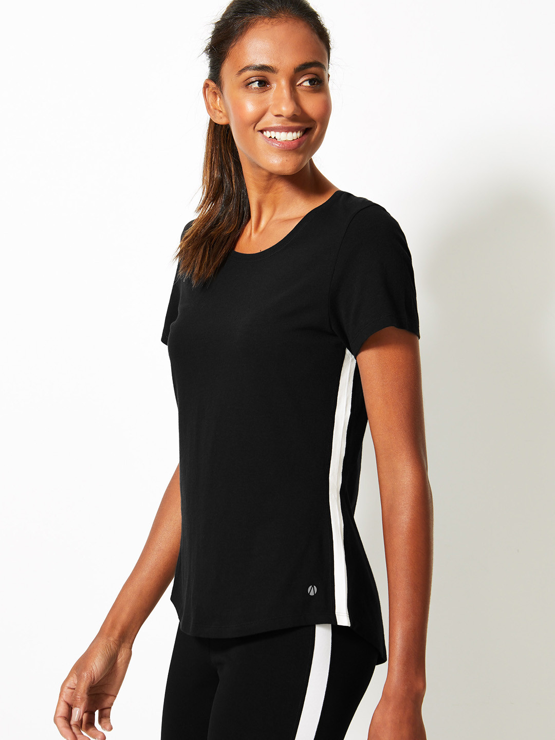 Buy Marks & Spencer Women Black Solid Round Neck T Shirt Tshirts for