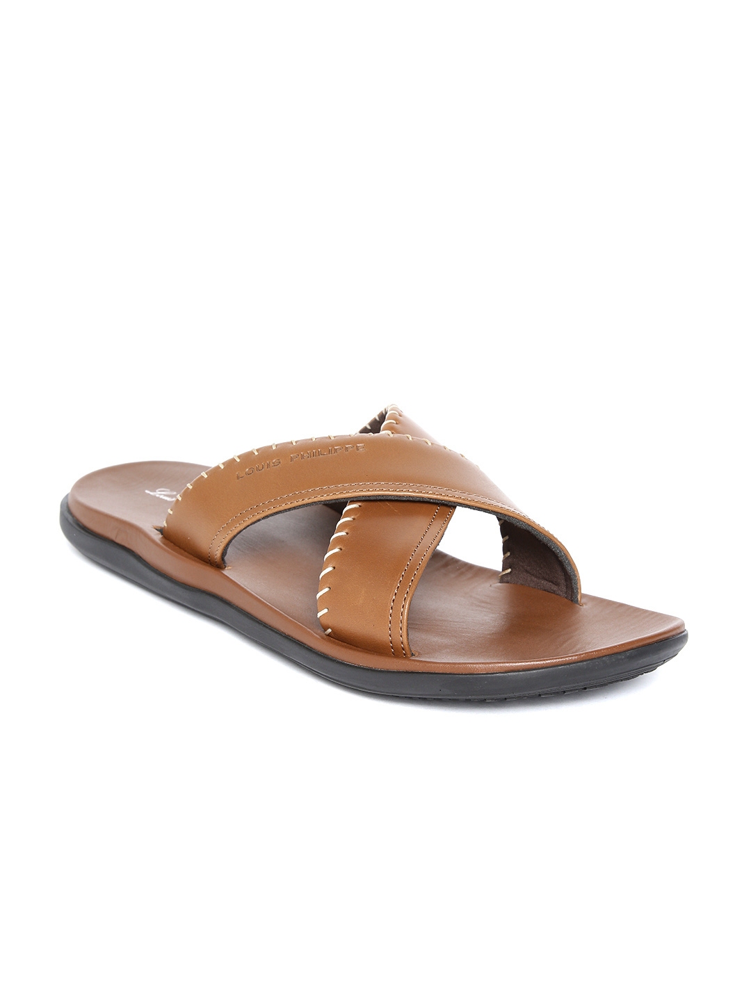 louis philippe men's leather sandals and floaters