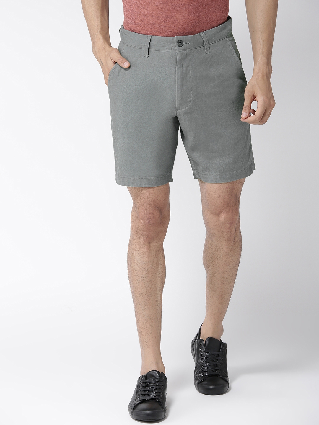 Buy Marks & Spencer Men Grey Solid Regular Fit Shorts - Shorts for Men ...