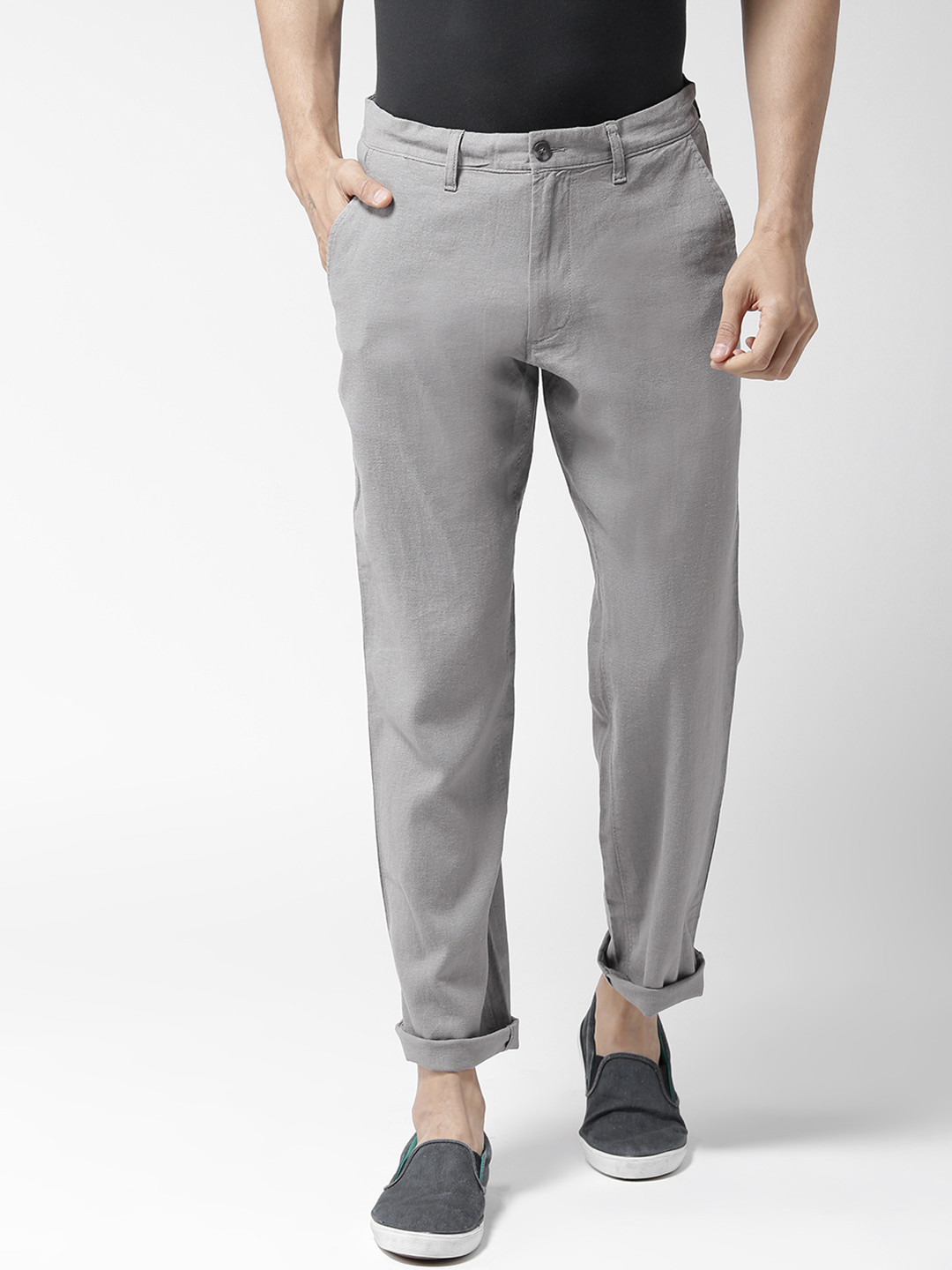 Buy Marks & Spencer Men Grey Regular Fit Solid Trousers Trousers for Men 9389595 Myntra