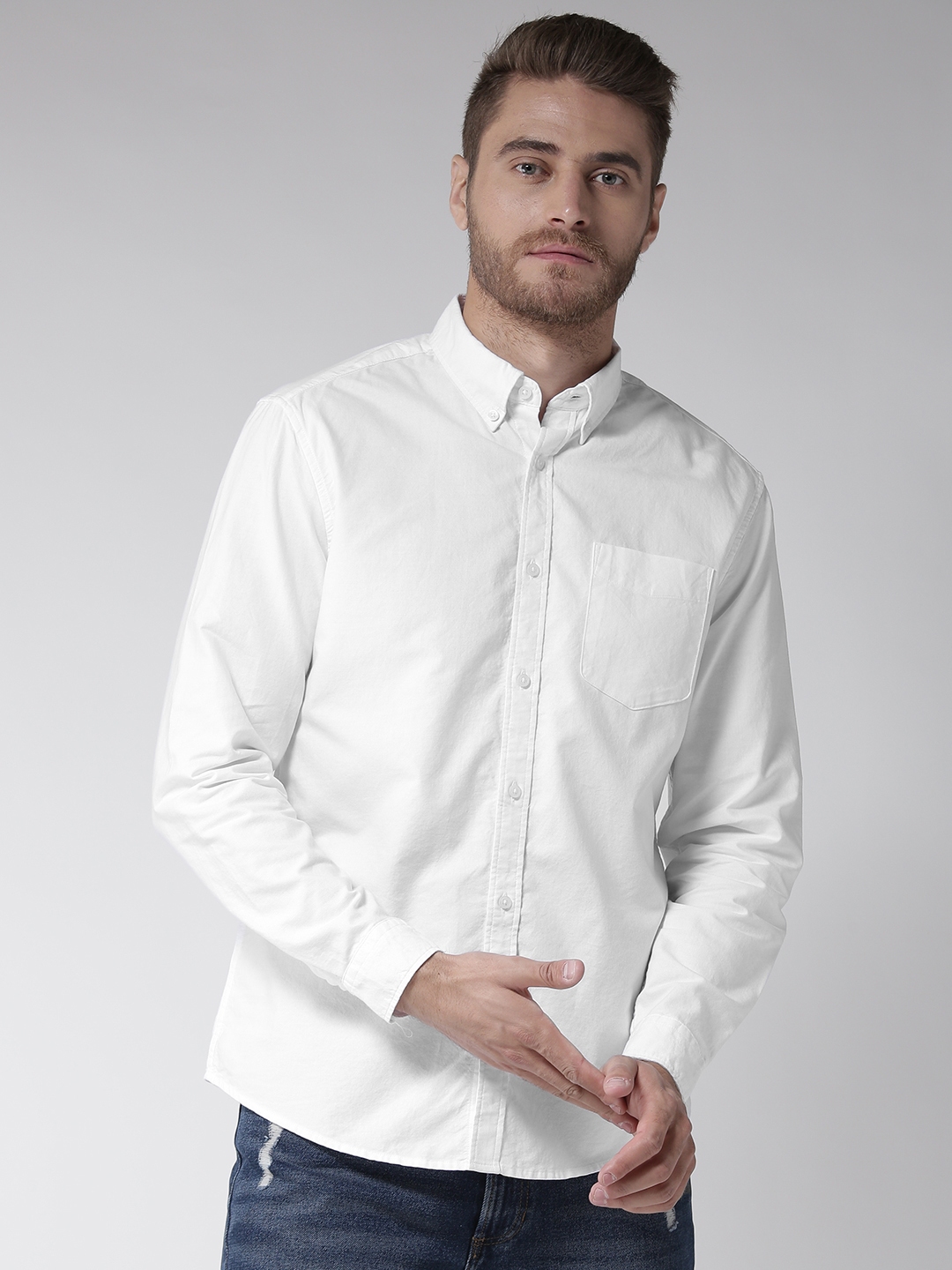 Buy Marks & Spencer Men White Regular Fit Solid Casual Shirt - Shirts ...