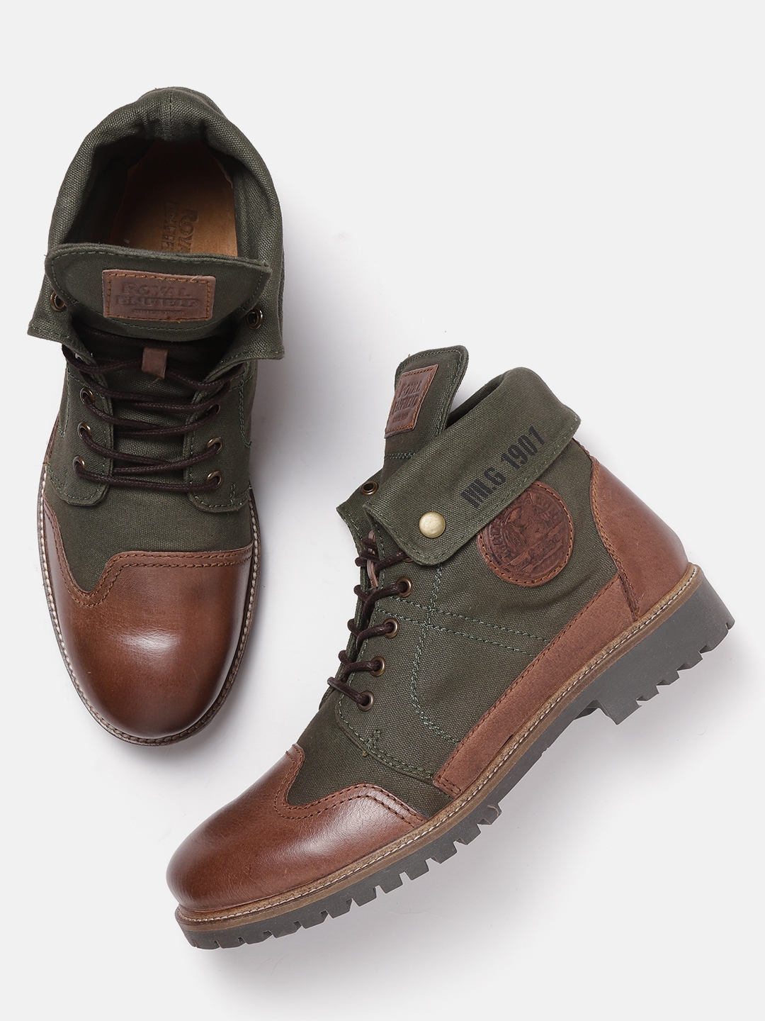 olive green and brown boots