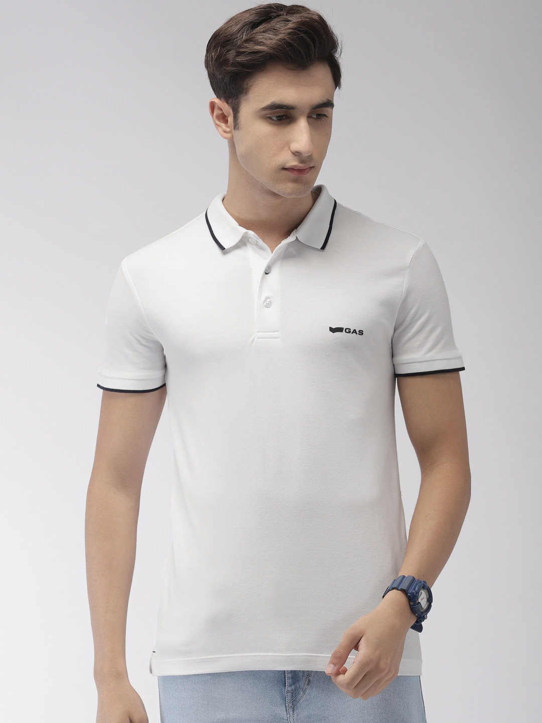 Buy GAS Men White Solid Polo Collar T Shirt - Tshirts for Men 9394261 ...