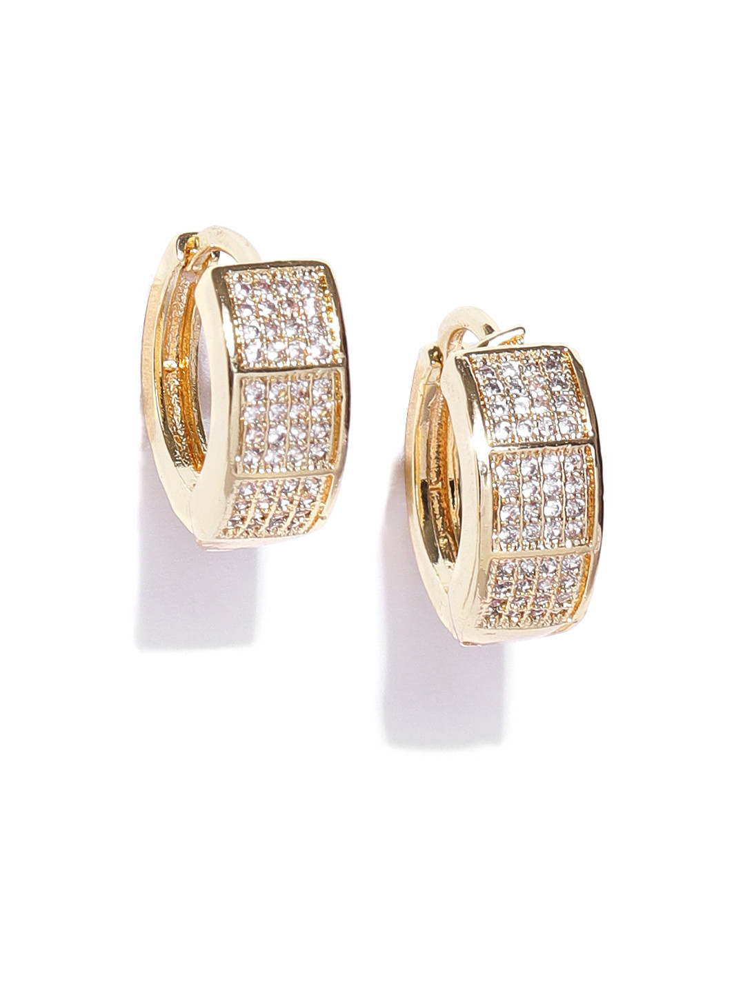 Buy Carlton London Gold Plated CZ Studded Circular Hoop Earrings Earrings for Women 9395797