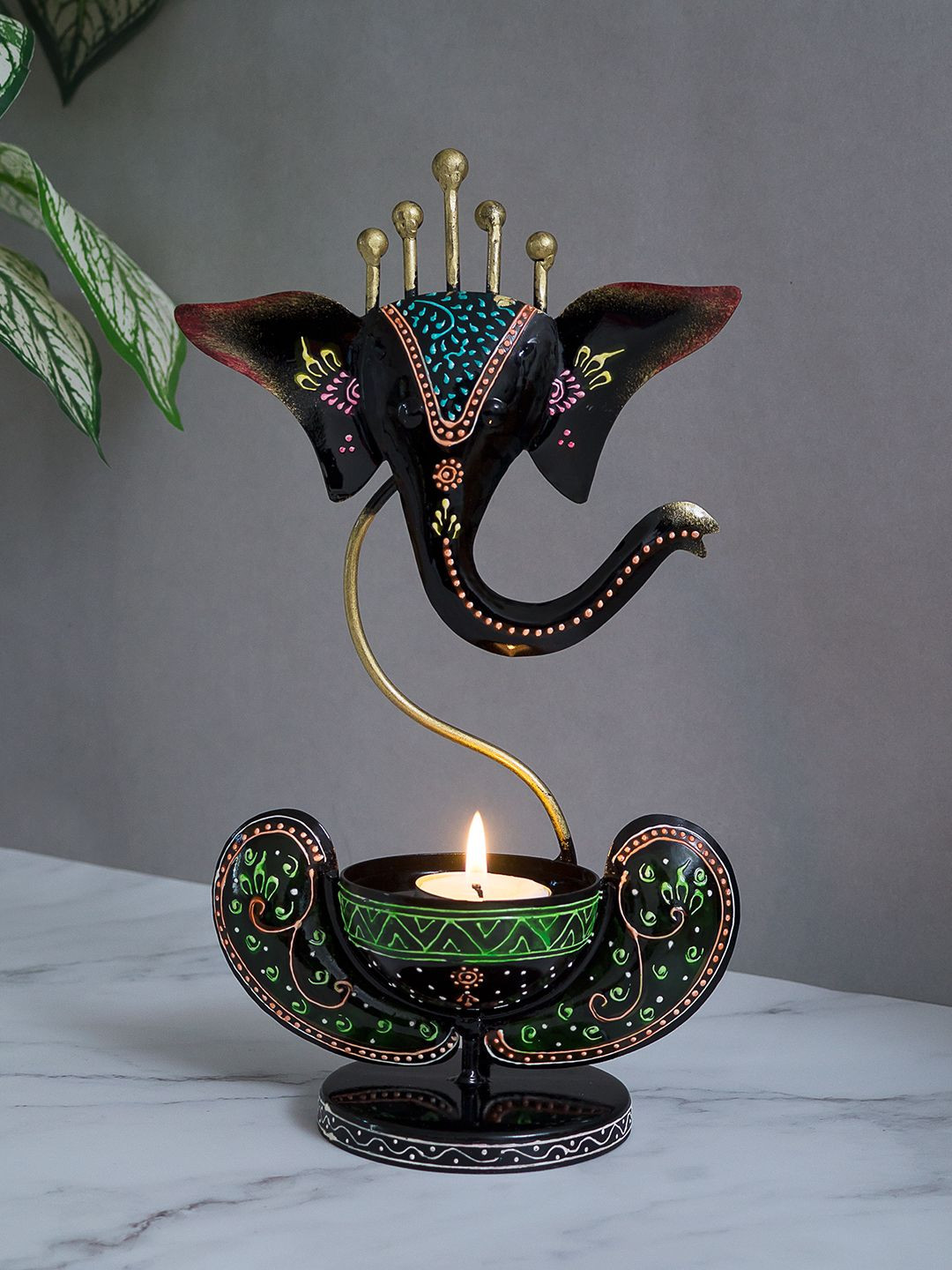 Buy Golden Peacock Multicoloured Handcrafted Ganesha Showpiece