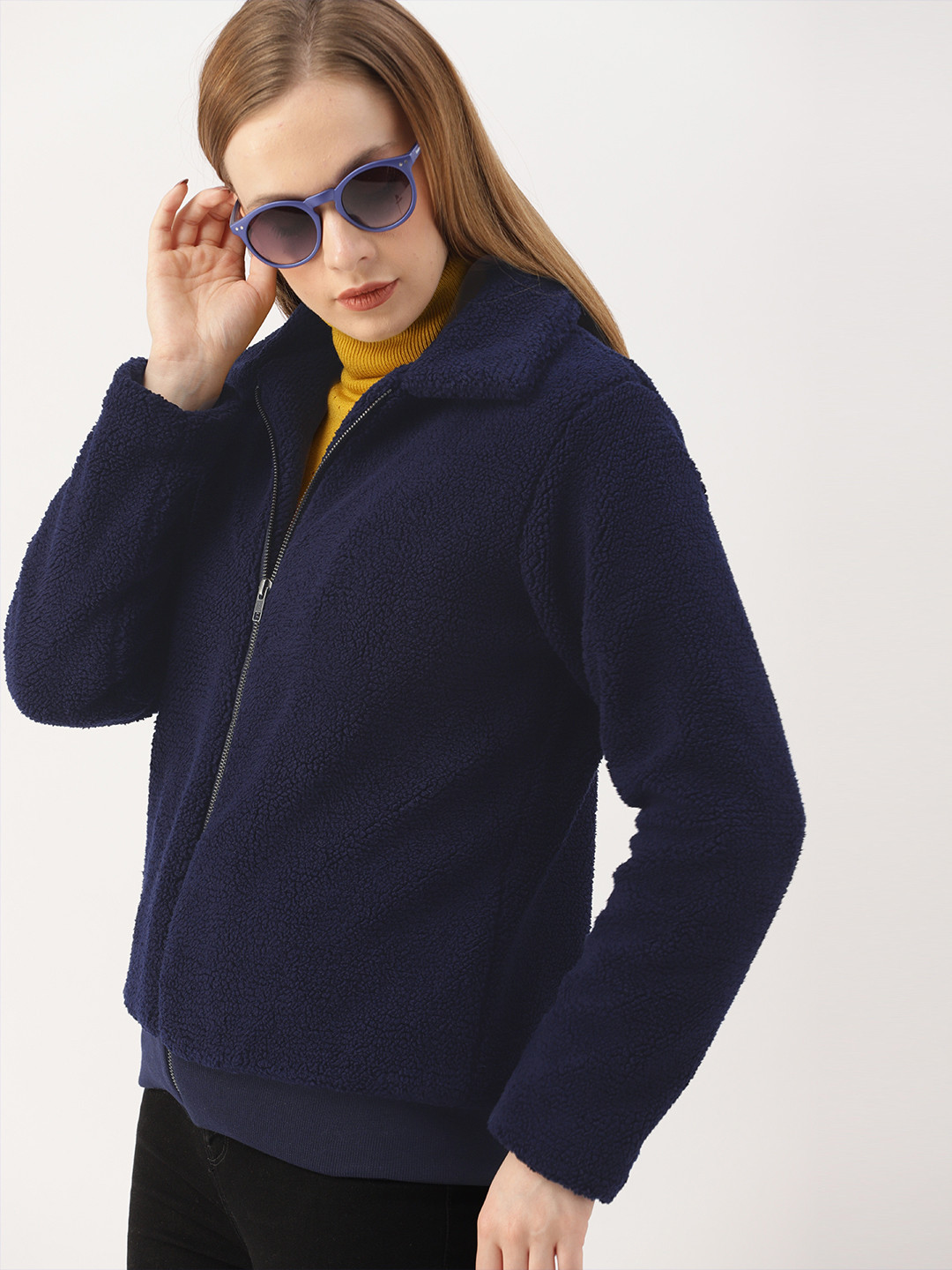 Buy DressBerry Women Navy Blue Solid Tailored Jacket Jackets for