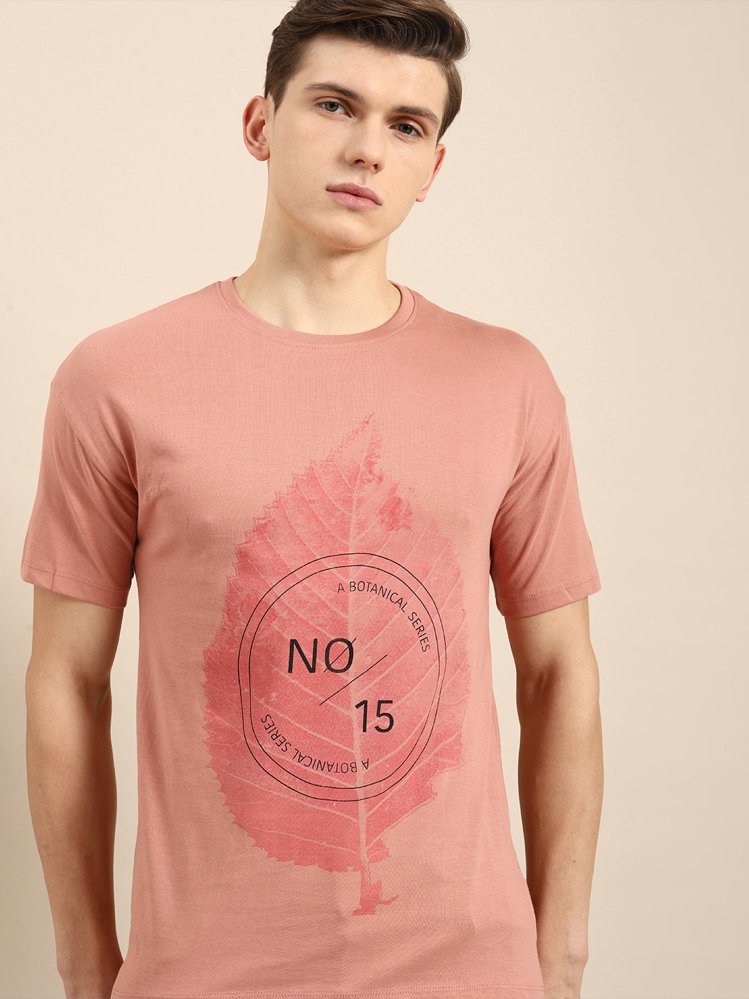 peach color tshirt for men