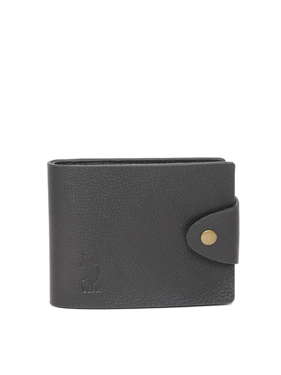 Buy U.S. Polo Assn. Men Black Solid Leather Two Fold Wallet Wallets