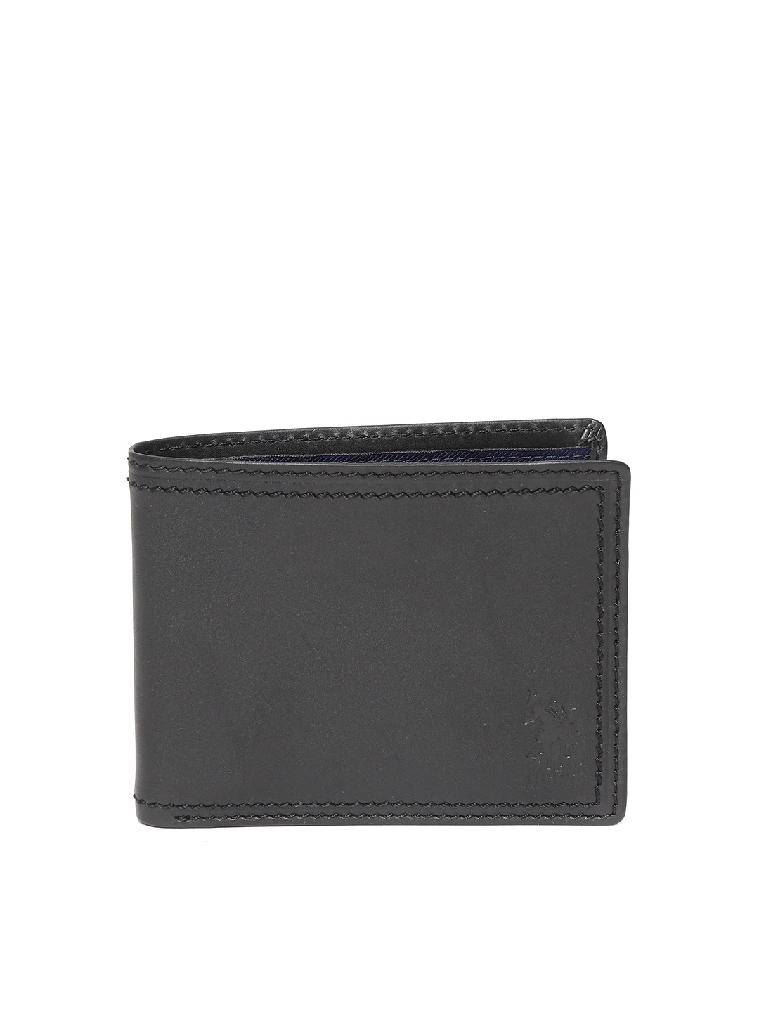 Buy U.S. Polo Assn. Men Black Solid Leather Two Fold Wallet Wallets