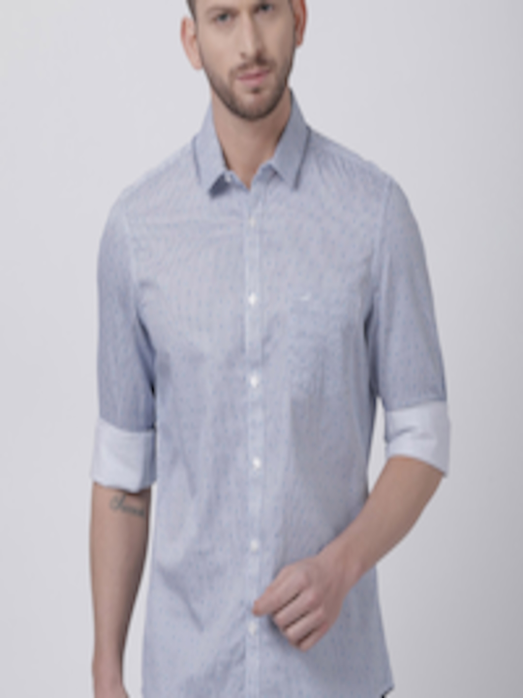 Buy Crocodile Men Blue Slim Fit Printed Casual Shirt - Shirts for Men ...