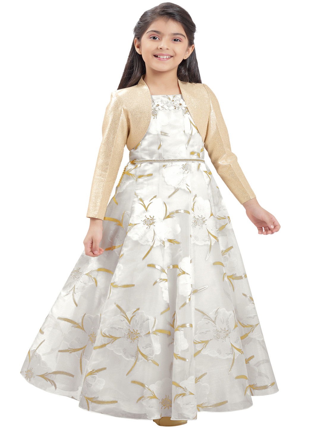 Buy Tiny Baby Girls Cream Coloured Printed Maxi Dress Dresses for