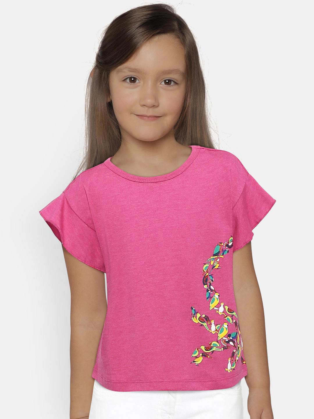 Girls Pink Printed Top
