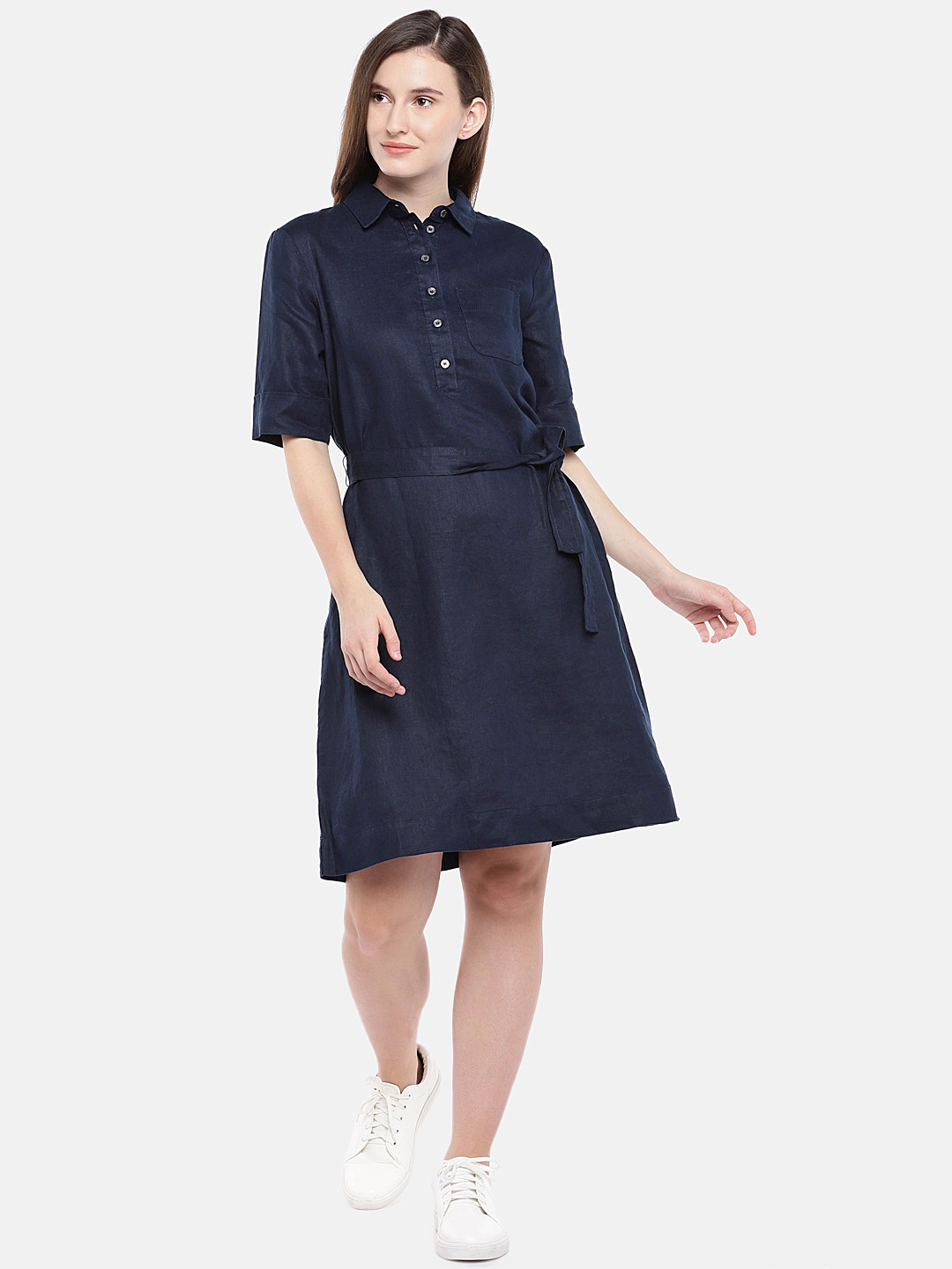 Buy United Colors Of Women Navy Blue Shirt Dress Dresses for