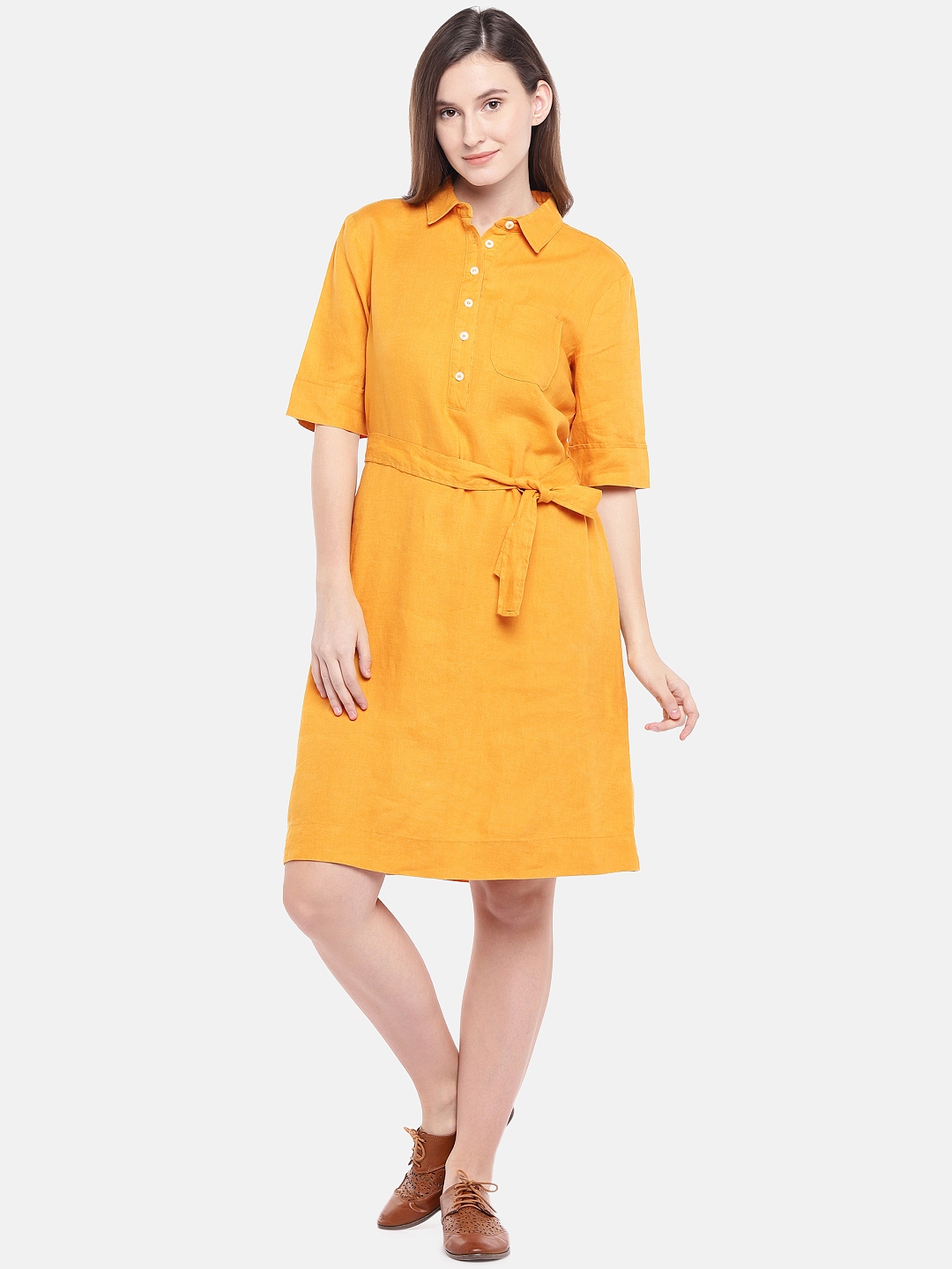 Buy United Colors Of Benetton Women Yellow Shirt Dress - Dresses for Women 9435489 | Myntra
