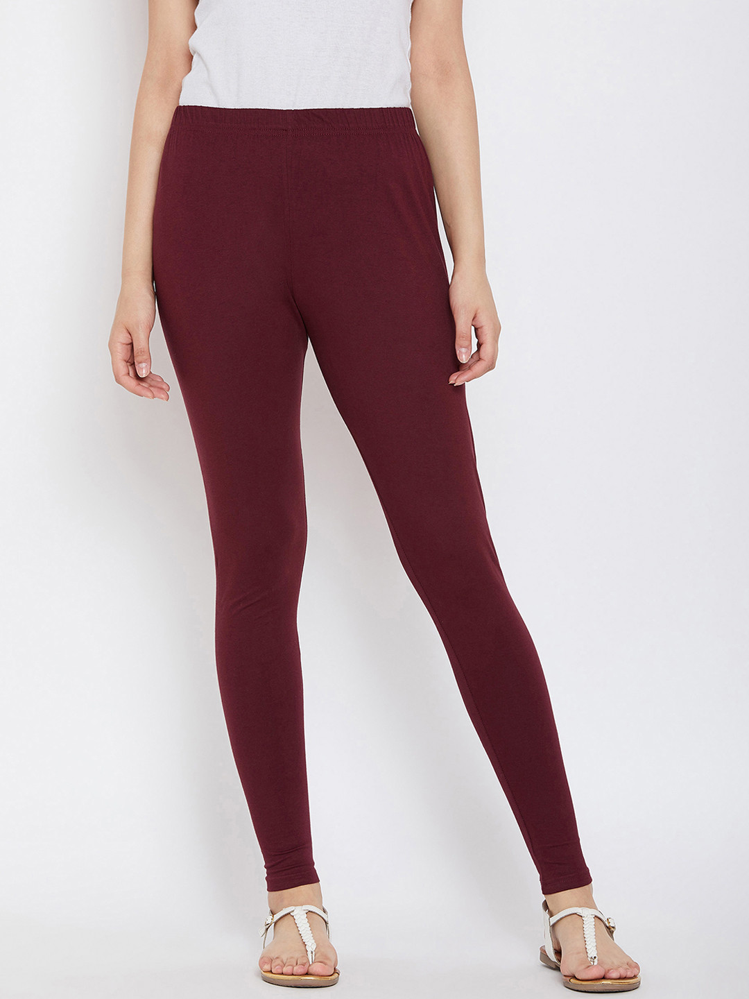 Buy Camey Women Maroon Solid Ankle Length Leggings Leggings for Women