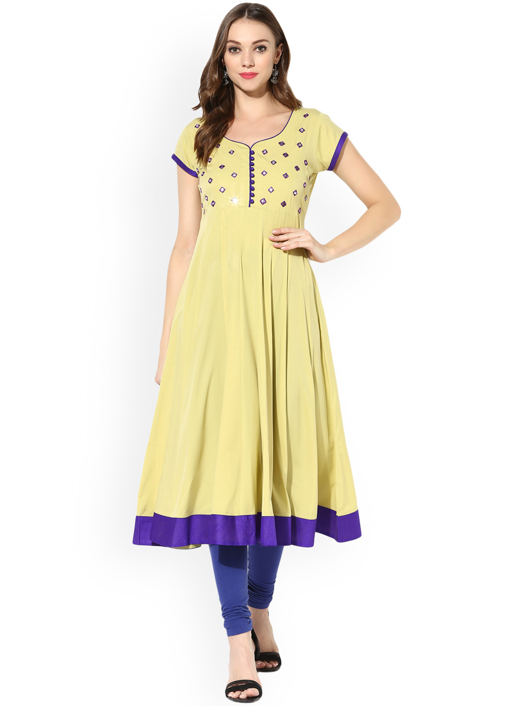 Buy MBE Women Yellow Solid Anarkali Kurta Kurtas for Women 9440173