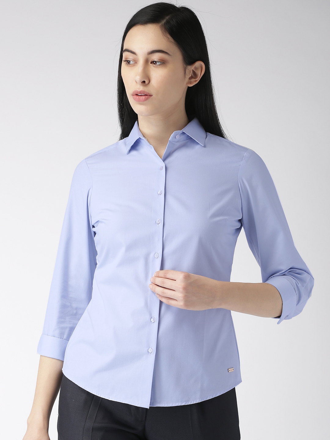 Buy Park Avenue Women Blue Regular Fit Solid Formal Shirt - Shirts for ...