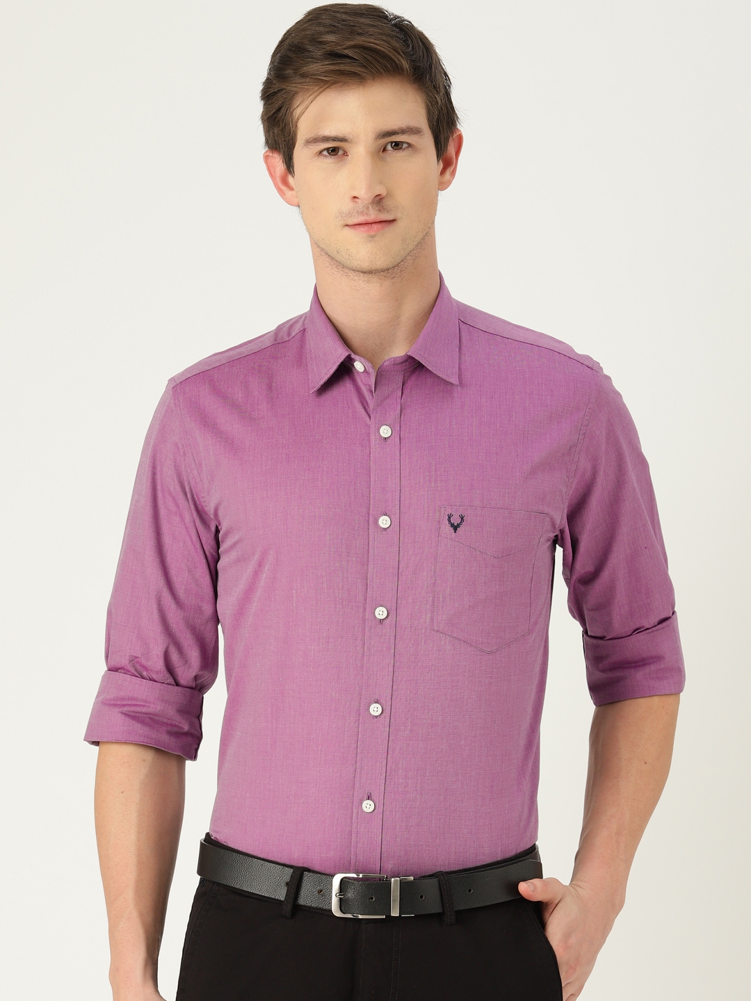 Buy Allen Solly Men Purple Sport Slim Fit Solid Formal Shirt - Shirts 