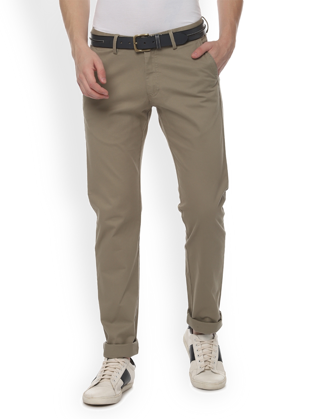 Buy Allen Solly Men Olive Green Slim Fit Solid Chinos - Trousers for ...