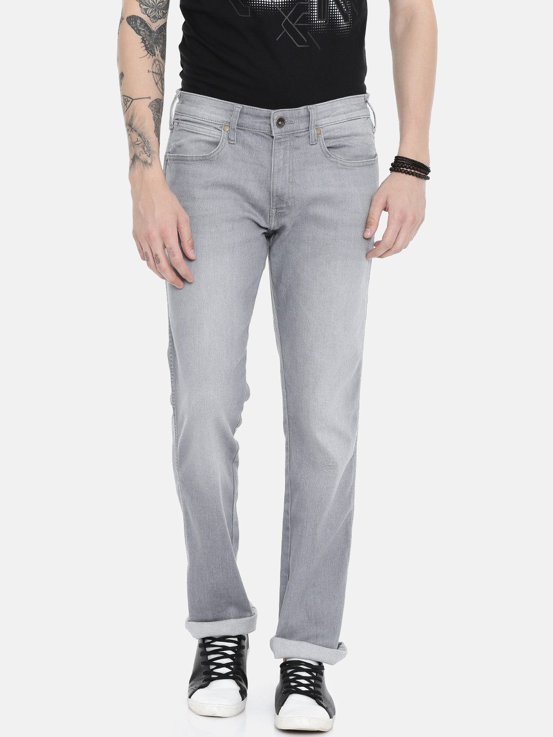 Buy Wrangler Men Grey Millard Relaxed Fit Mid Rise Clean Look
