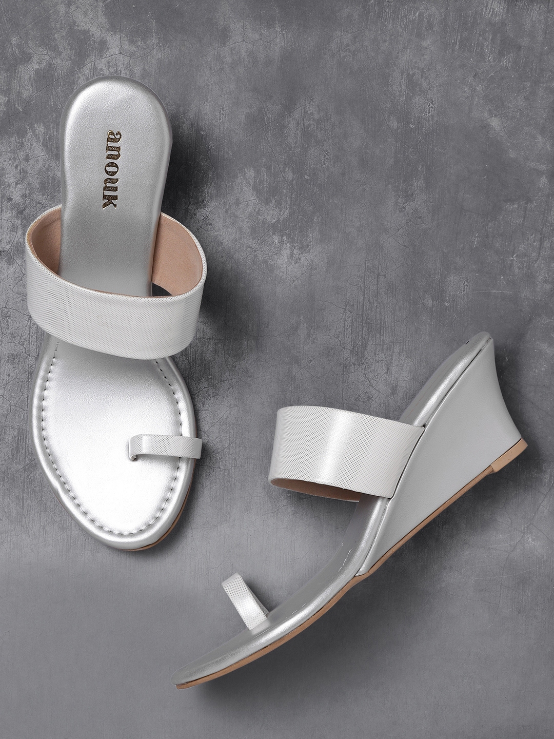 Buy Anouk Women White & Silver Toned Printed Heels - Heels for Women ...