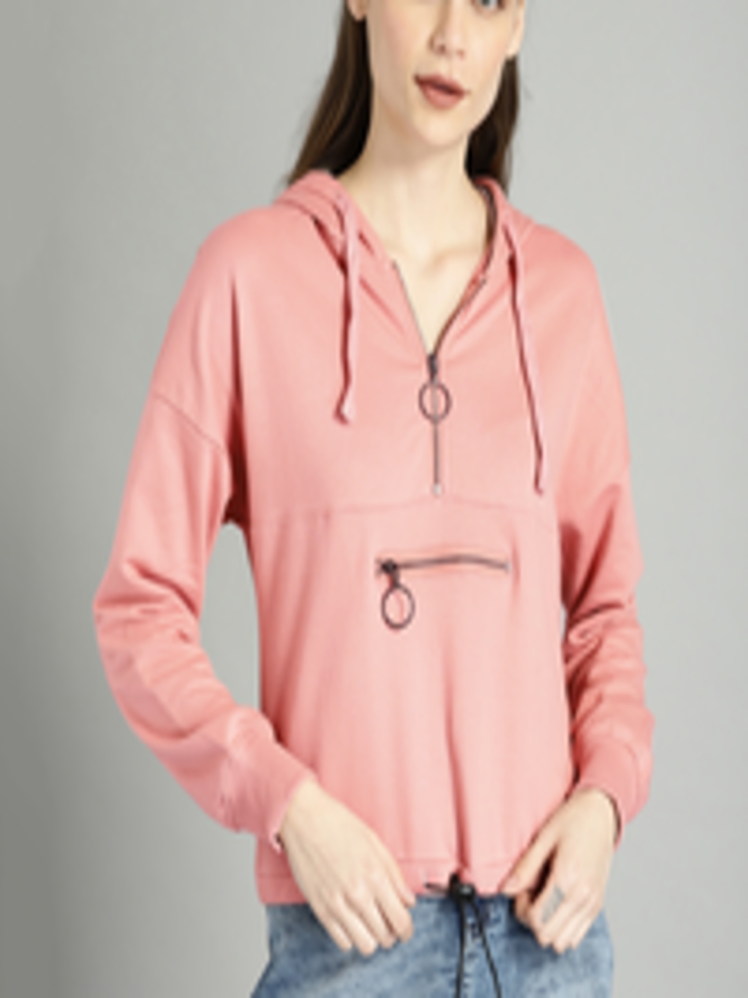 Buy The Roadster Lifestyle Co Women Pink Solid Hooded Sweatshirt ...