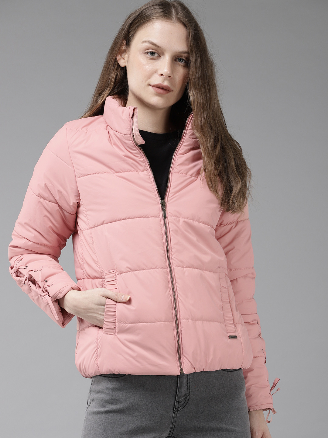 Buy The Roadster Lifestyle Co Women Pink Solid Jacket Jackets for