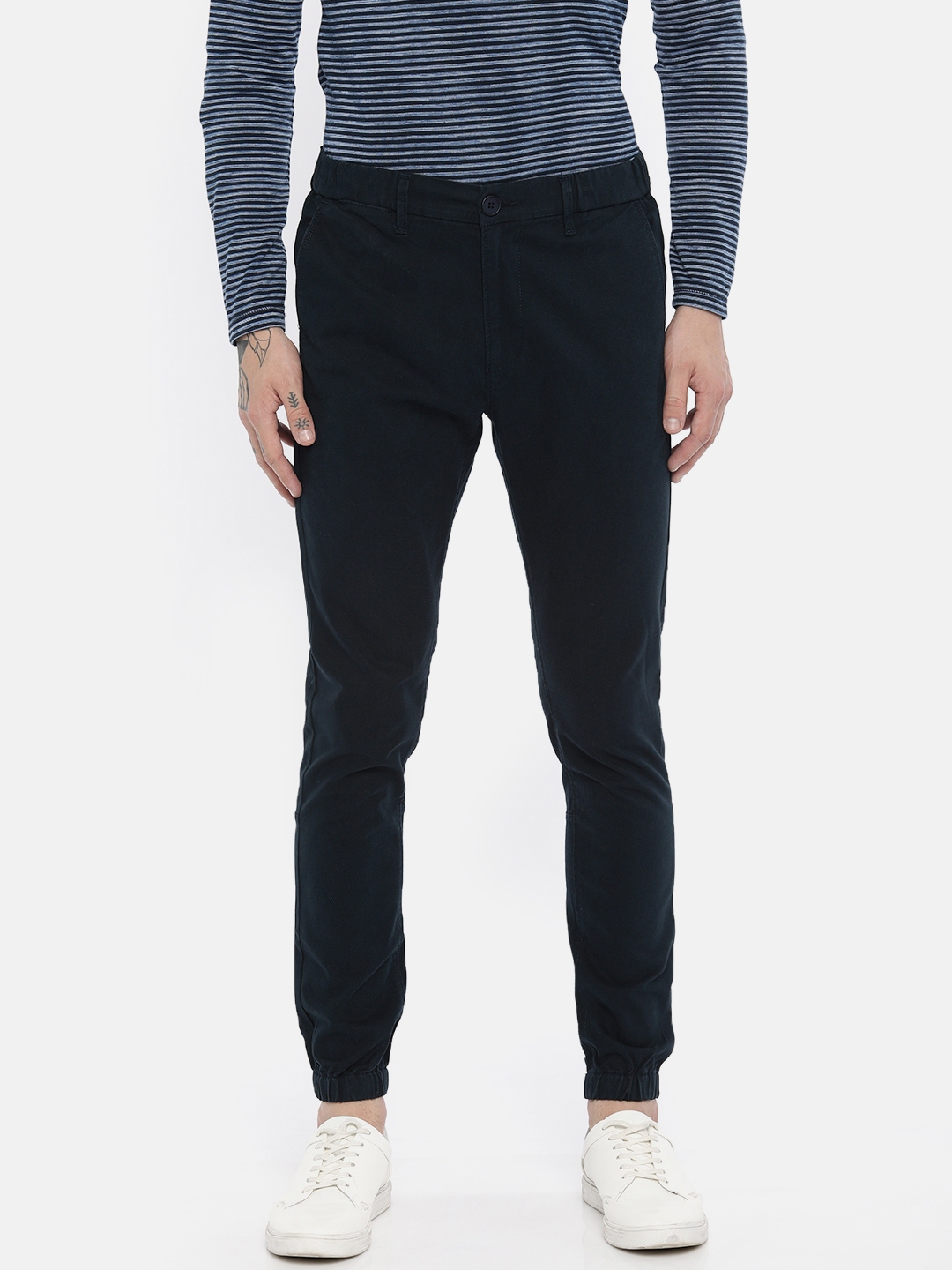 spykar slim fit cotton joggers
