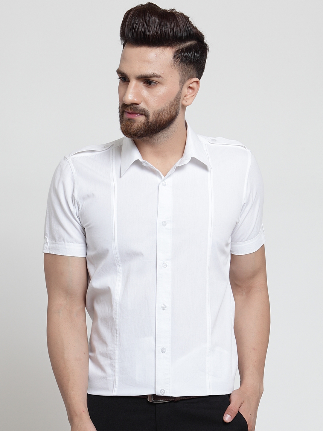 Buy WESTCLO Men White Slim Fit Solid Semi Formal Shirt - Shirts for Men ...