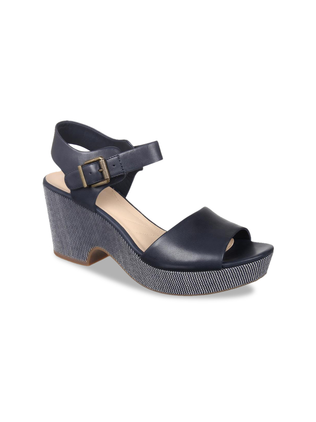 Buy Clarks Women Navy Blue Solid Leather Heels Heels for Women