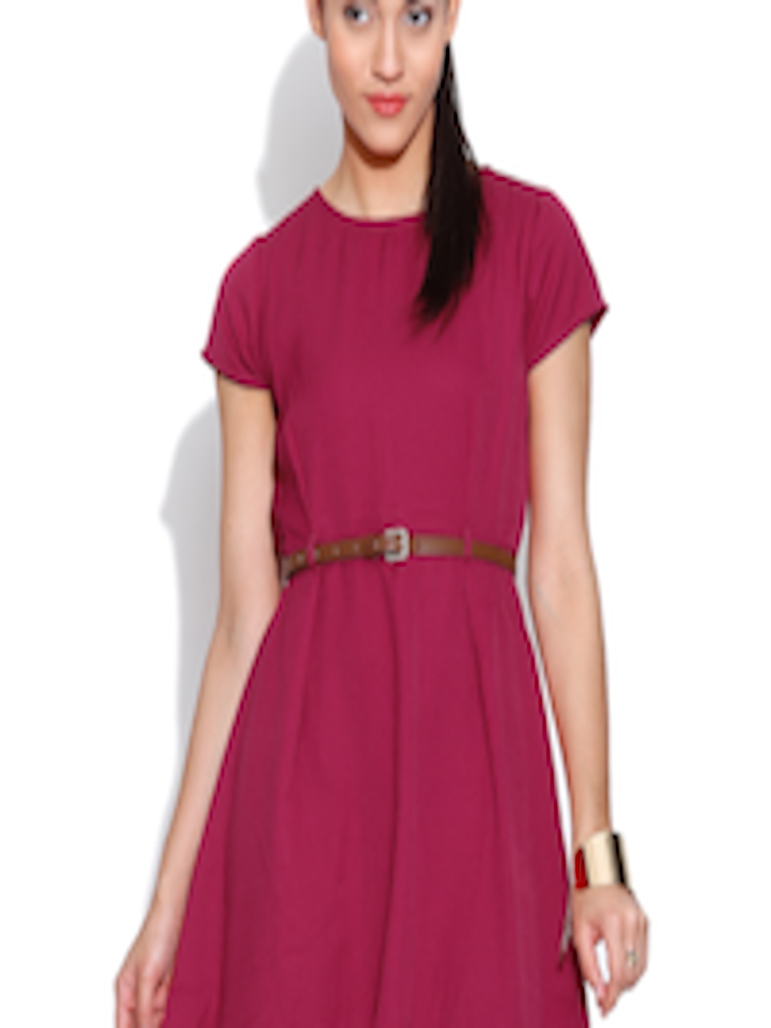 Buy United Colors Of Benetton Magenta Fit & Flare Dress - Dresses for ...