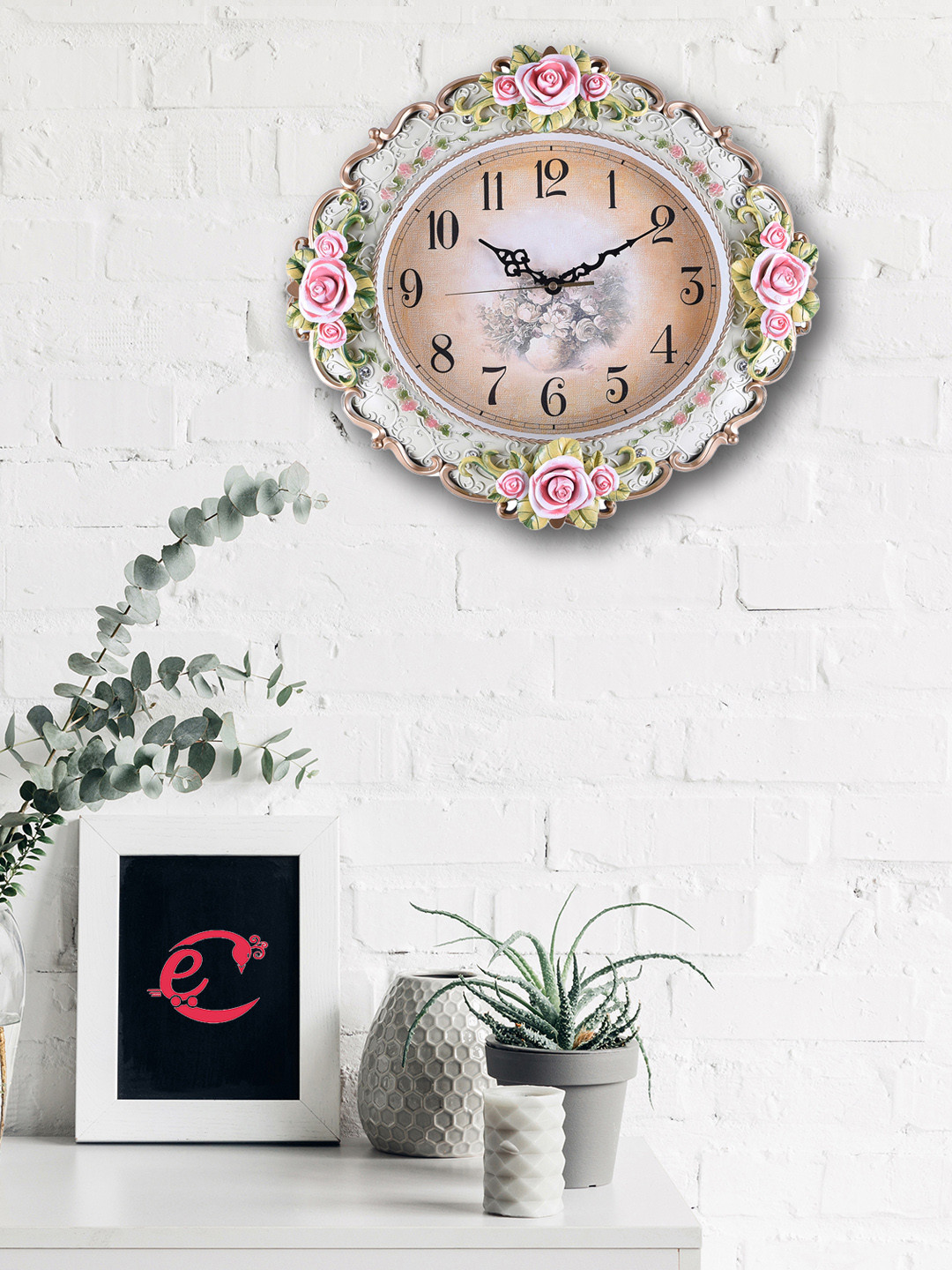 Buy ECraftIndia Pink Oval Textured Analogue Wall Clock Clocks for