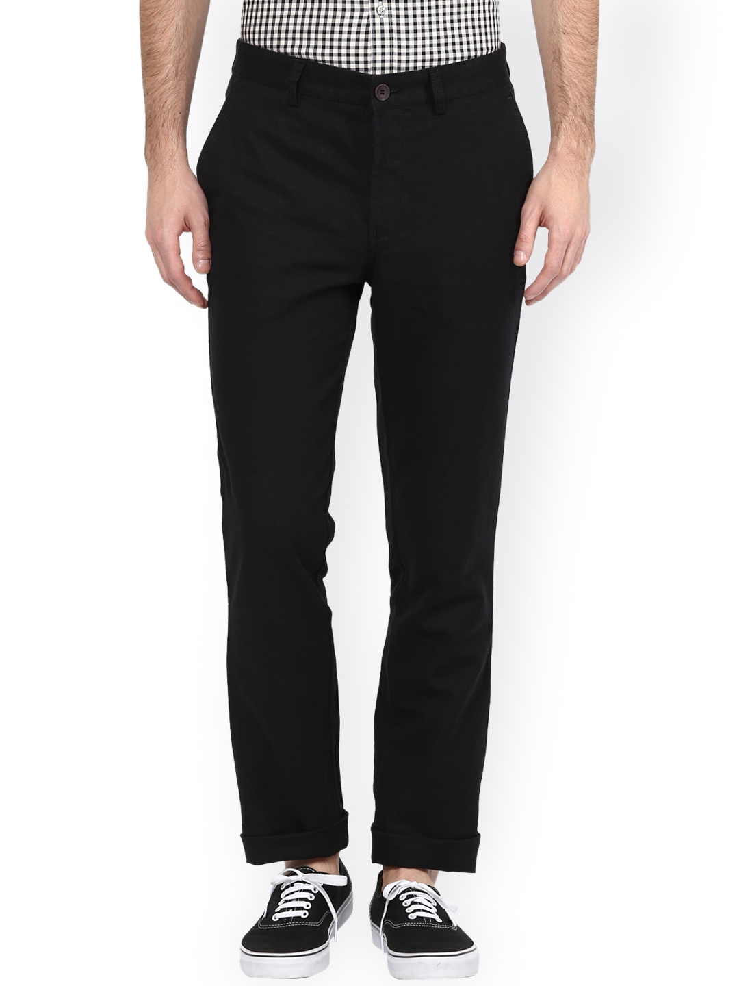 Buy Turtle Black Slim Fit Casual Trousers - Trousers for Men 951895 ...