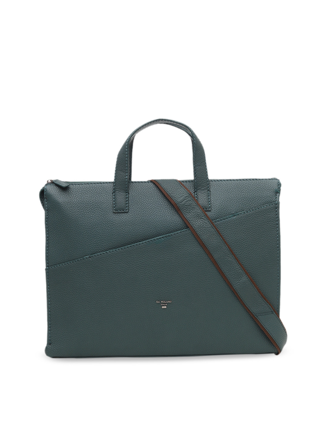 Buy Da Milano Unisex Green Solid Leather Laptop Bag Laptop Bag for
