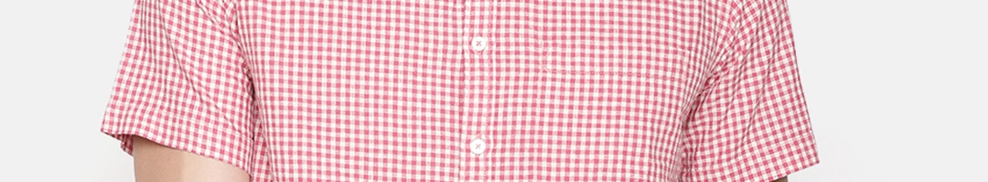Buy CAVALLO By Linen Club Men Red Linen Cotton Regular Fit Checked ...