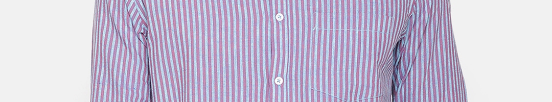 Buy CAVALLO By Linen Club Men Linen Cotton Maroon & Blue Regular Fit ...