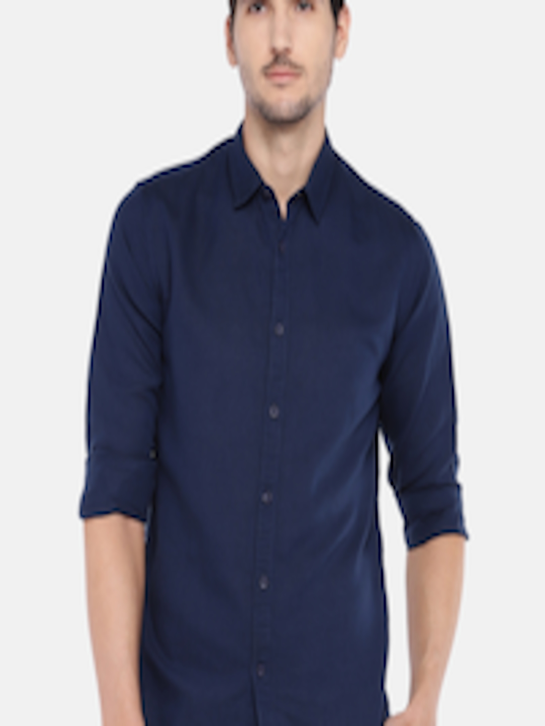 Buy Globus Men Navy Blue Regular Fit Solid Casual Shirt - Shirts for ...