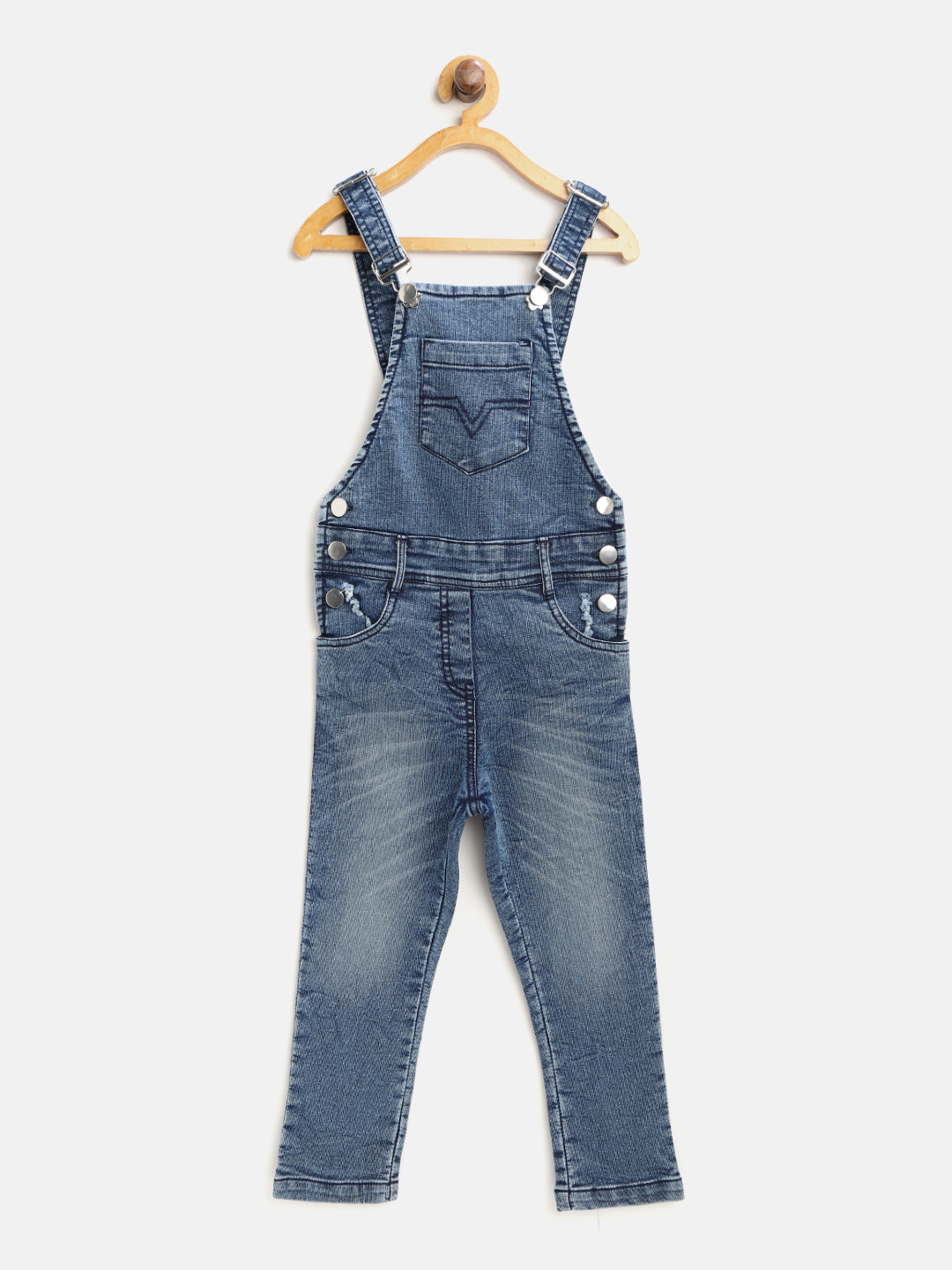 Women's Blue Denim Solid Dungaree - Stylestone main image 0