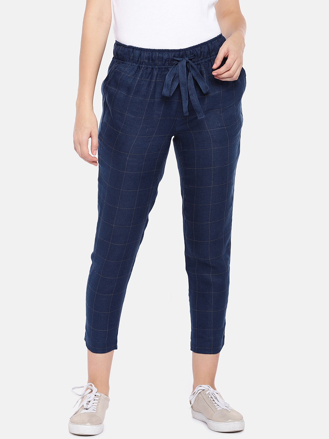 blue cotton trousers ladies