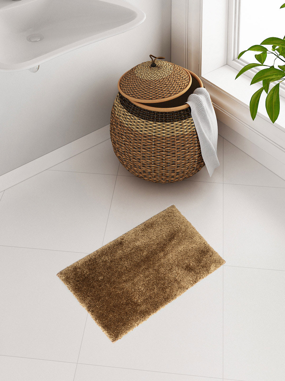 Buy SPACES Mustard Brown Plush Bath Rug Bath Rugs for Unisex 9552031