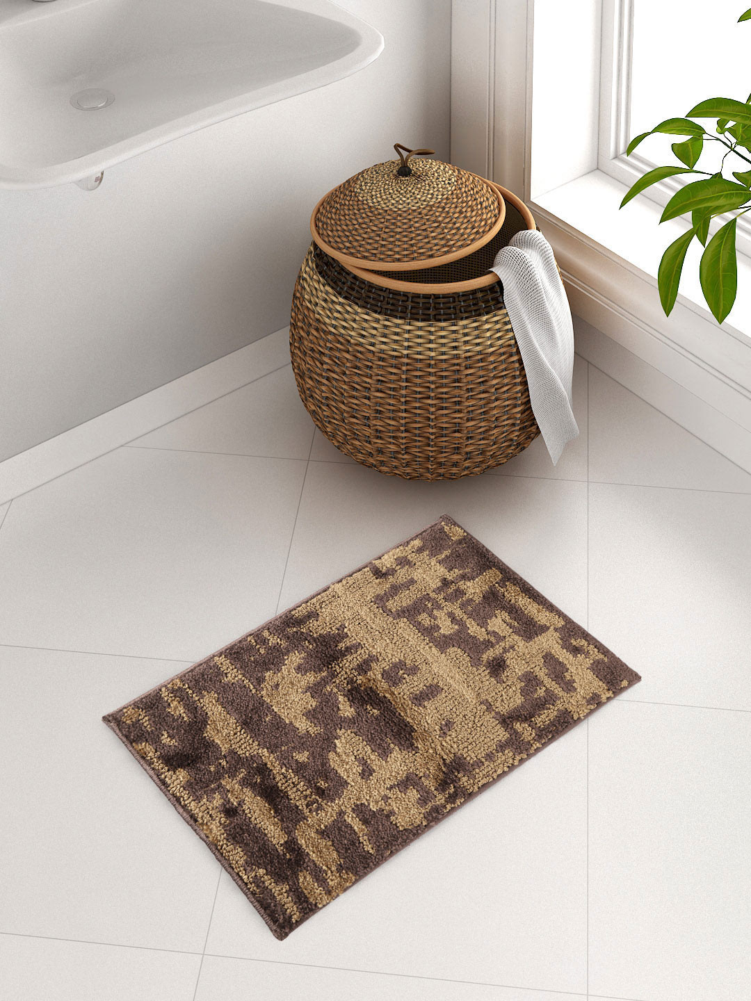 Buy SPACES Brown Patterned Plush Bath Rug Bath Rugs for Unisex 9552101 Myntra