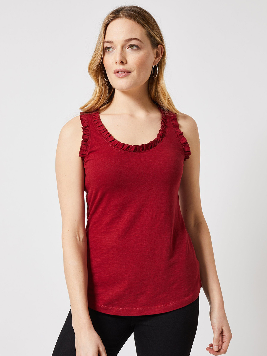 Buy DOROTHY PERKINS Women Maroon Solid Pure Cotton Top Tops for Women