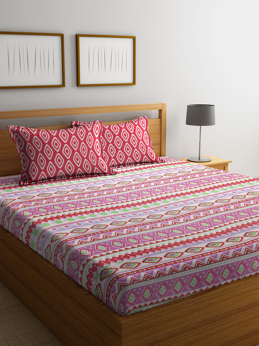 Buy CORE Designed By SPACES Green & Green 144 TC Cotton Double Bedsheet