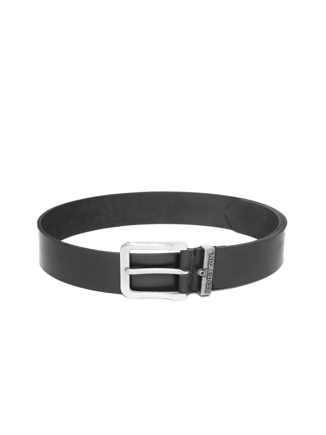 Buy United Colors Of Benetton Men Black Solid Leather Belt - Belts for ...