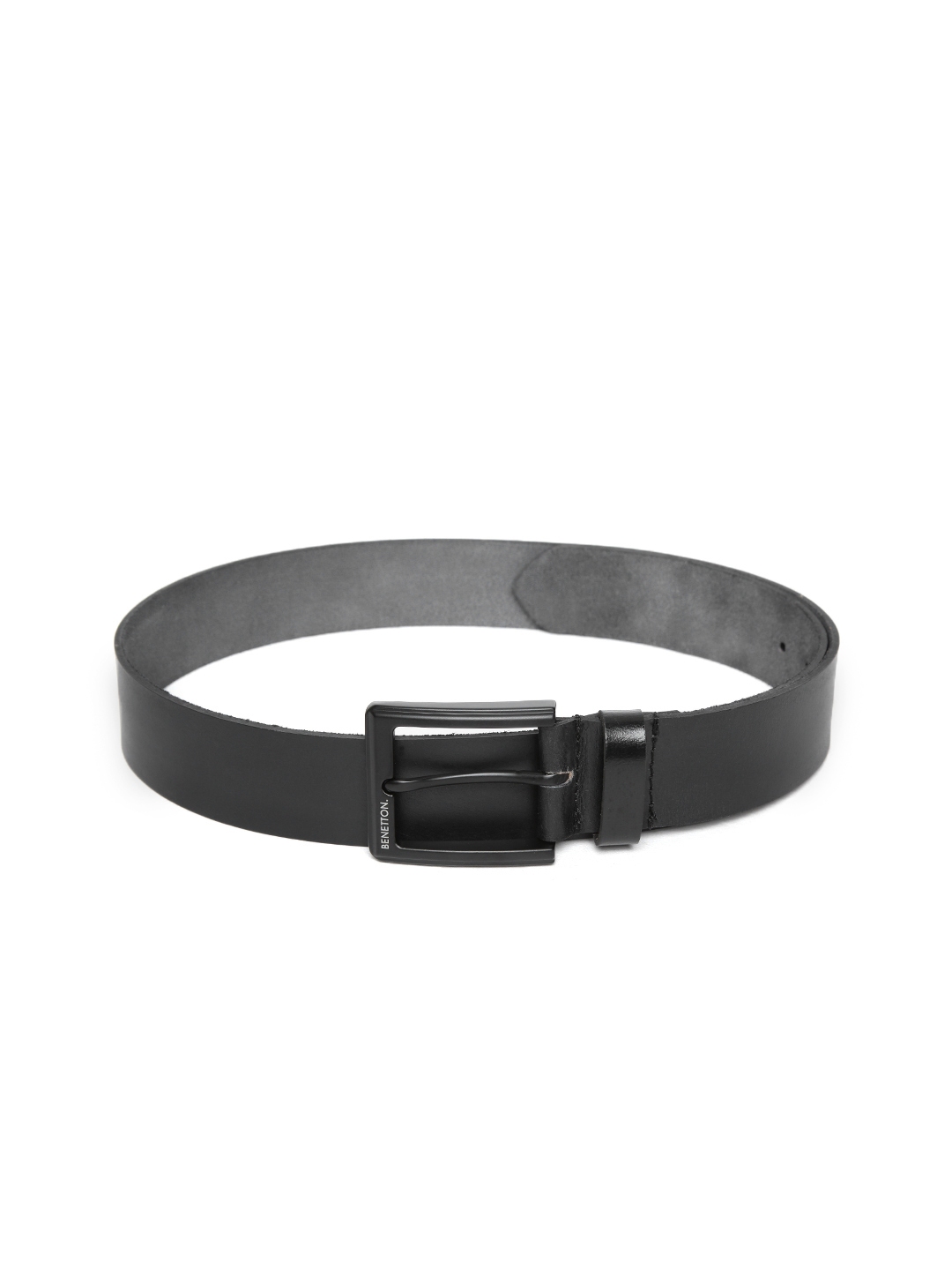Buy United Colors Of Benetton Men Black Solid Leather Belt - Belts for ...