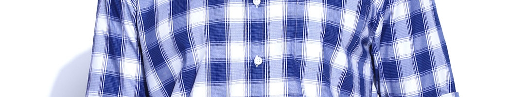 Buy T.M.Lewin White & Blue Checked Slim Casual Shirt - Shirts for Men ...